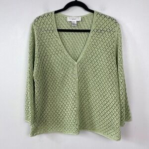 Norton Woman Studio Light Green Open‎ Knit Cardigan Fairycore Vintage Size 1X